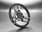 Τιμόνι Inox Marine Isotta Carlota με Μαύρο Δέρμα 350mm
