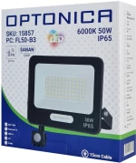 OPTONICA LED προβολέας 15857 με αισθητήρα κίνησης, 50W, 6000K, IP65