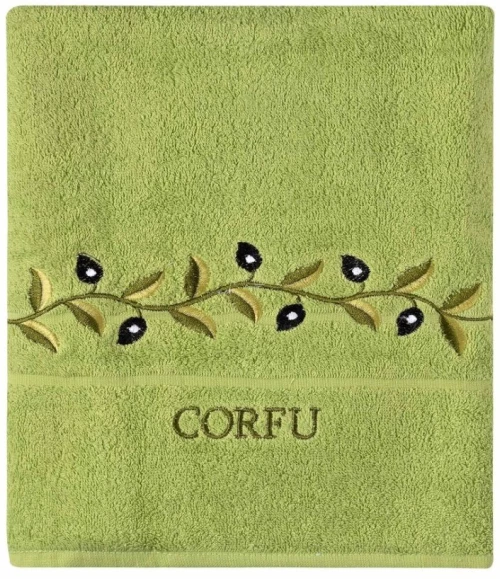Πετσέτα Σώματος ( 70cm x 140cm ) Πράσινο με κλαδί ΚΕΡΚΥΡΑ Silk Fashion