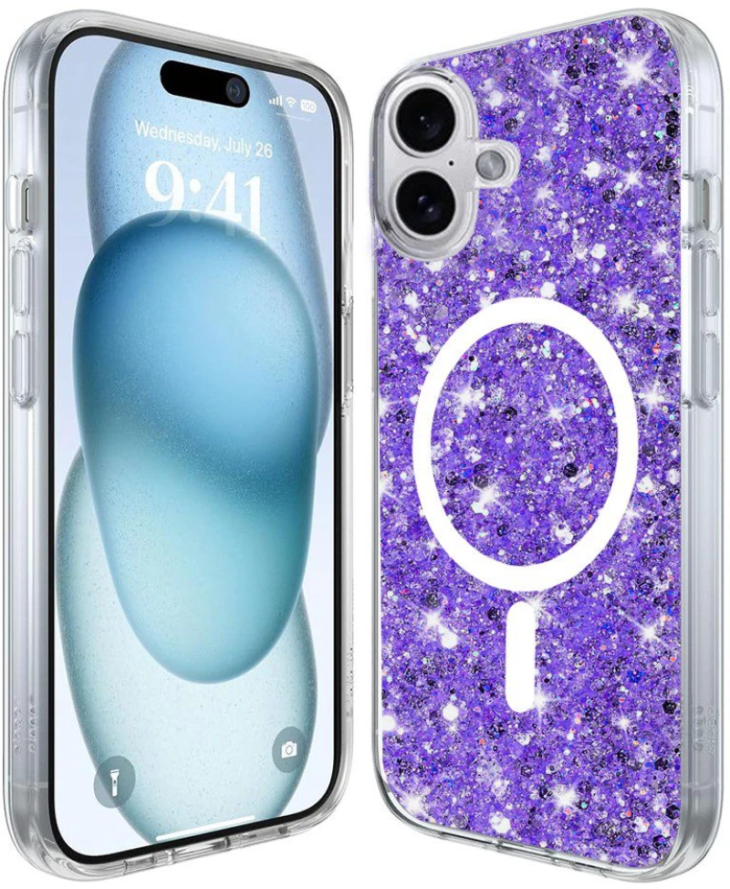 Techsuit® Sparkly Glitter MagSafe Θήκη για iPhone 16- Purple