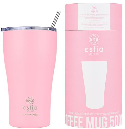 Estia Θερμός Coffee Mug Save The Aegean 350ml Blossom Rose 01-23157