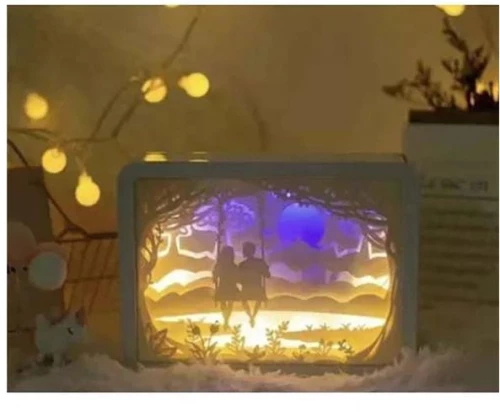 Τρισδιάστατο Διακοσμητικό Φωτιστικό LED με Λευκό Θερμό Φωτισμό και Τηλεχειριστήριο