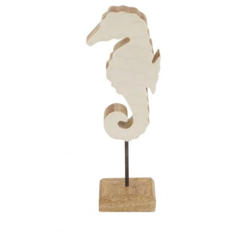 Διακοσμητικό Ιππόκαμπος Ξύλινος Λευκός 28x9εκ.