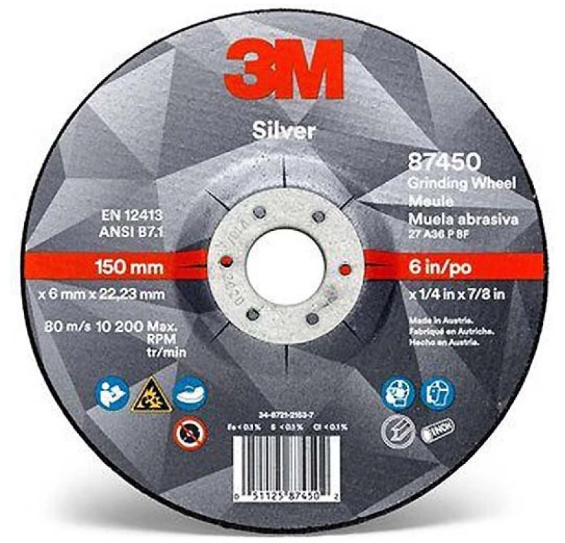 3M Silver Λειαντικός Δίσκος με Συμπιεσμένο Κέντρο T27 - 115mm x 7mm