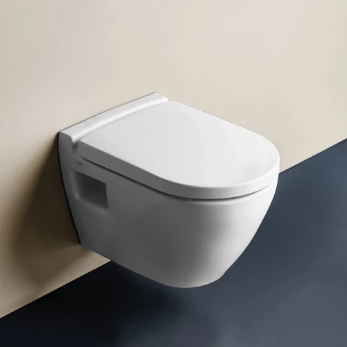Λεκάνη Κρεμαστή Serel Smart SM2300SC 52 cm Πορσελάνης Λευκή με Κάλυμμα Αντιβακτηριακό Βακελίτη με Κάλυμμα Slim Soft Close