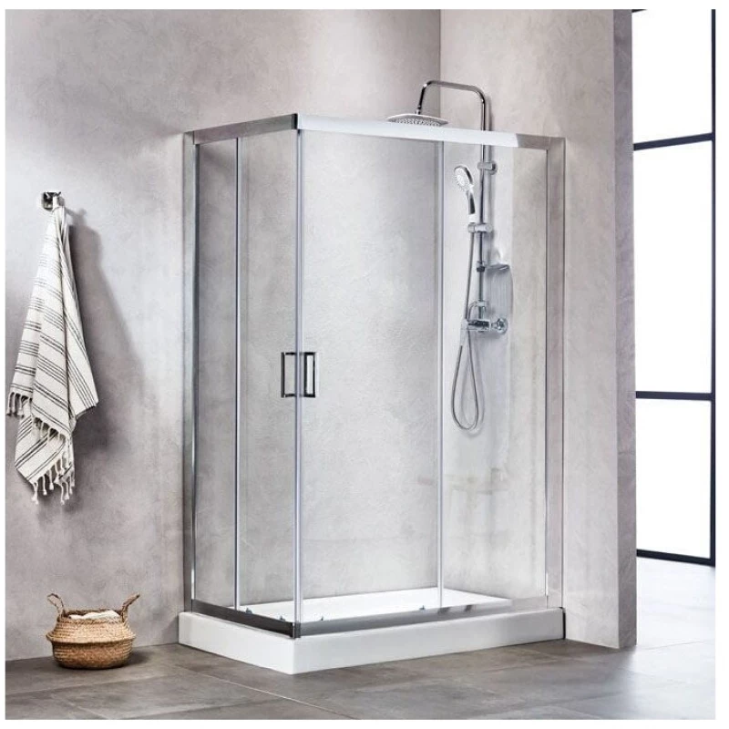 Παραλληλόγραμμη Καμπίνα Ντουζιέρας Tema New Line 80×120 Clear NL80120 Chrome