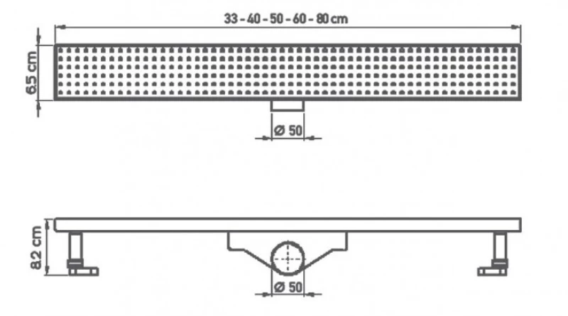 Κανάλι Ντουζiέρας Σιφών Tema Dolu 93764 40cm Ανοξείδωτο Χρωμέ