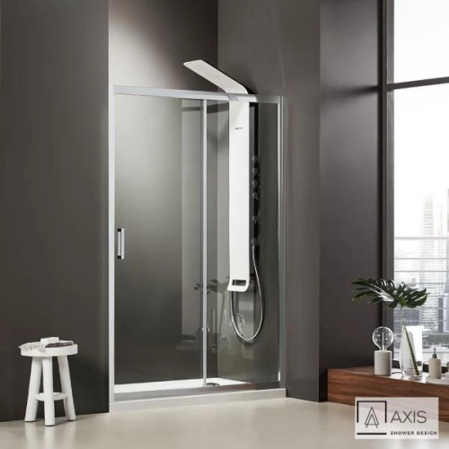 Ευθύγραμμη Καμπίνα Ντουζιέρας Axis Slider 1+1 121-124 x 185cm Clean Glass Chrome