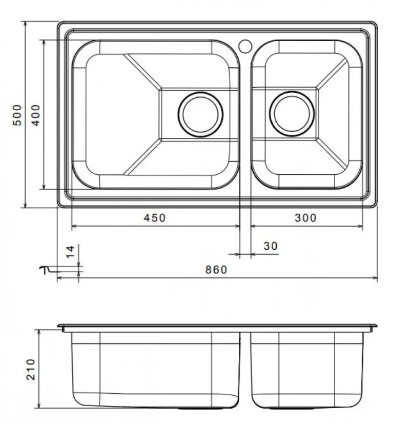 Νεροχύτης Κουζίνας Ανοξείδωτος Apell Linear 86Χ50 8520-110 Inox Σατινέ