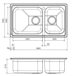 Νεροχύτης Κουζίνας Ανοξείδωτος Apell Linear 86Χ50 8520-110 Inox Σατινέ