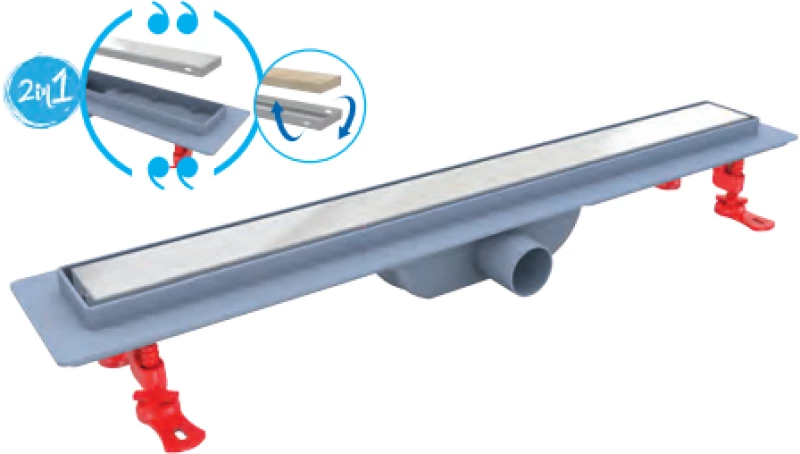 Κανάλι Ντουζιέρας Σιφών Duscheline Optimal Vision Inox 60cm Με Πλαστικό Πλαισίο
