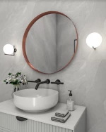 Κρεμαστός Καθρέπτης Iron Circle Slim Φ80 εκ. με Led White (Λευκός)