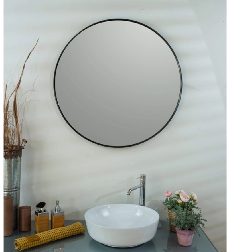 Κρεμαστός Καθρέπτης Iron Circle Slim Φ80 εκ. με Led White (Λευκός)