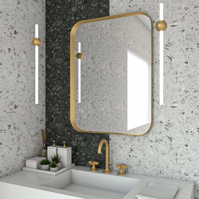 Κρεμαστός Καθρέπτης Iron Curved Angle 60x80 εκ. Ορθογώνιος με Led Bronze (Μπρονζέ)