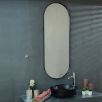 Κρεμαστός Καθρέπτης Iron Semi-Oval 45x100 εκ. με Led Bronze (Μπρονζέ)