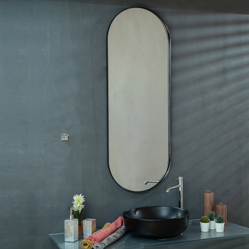 Κρεμαστός Καθρέπτης Iron Semi-Oval 45x125 εκ. με Led Bronze (Μπρονζέ)