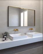 Κρεμαστός Καθρέπτης Iron Square Slim 60x80 εκ. χωρίς Led Gold Mat (Χρυσό)