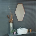 Κρεμαστός Καθρέπτης Iron Polygon 50x80 εκ. χωρίς Led Brushed (Βουρτσισμένο Ίνοξ)