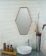 Κρεμαστός Καθρέπτης Iron Polygon 50x80 εκ. χωρίς Led Brushed (Βουρτσισμένο Ίνοξ)