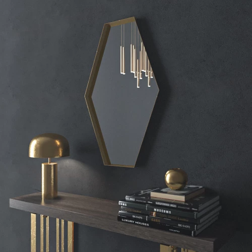 Κρεμαστός Καθρέπτης Iron Polygon 50x80 εκ. με Led Copper (Rame Χαλκού)