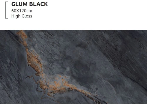 Πλακάκι Glum Black 60Χ120 Μάρμαρο Γυαλιστερό Rettificato