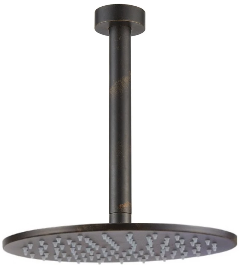 Κεφαλή Ντους 25cm με Βραχίονα Οροφής 20cm Armando Vicario Slim Rusty Black