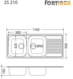Νεροχύτης Ένθετος Fortinox Valley 25210-110 116x50 Inox Σατινέ