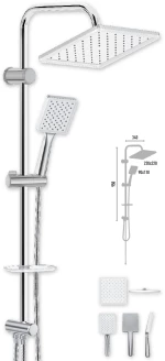 Στήλη Ντους Χωρίς Μπαταρία 95εκ. Duscheline Quart DM-7040 Χρωμέ Ματ