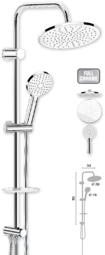 Στήλη Ντους Χωρίς Μπαταρία 95εκ. Duscheline Prestige Icon Cromefull DM-7455 Χρωμέ