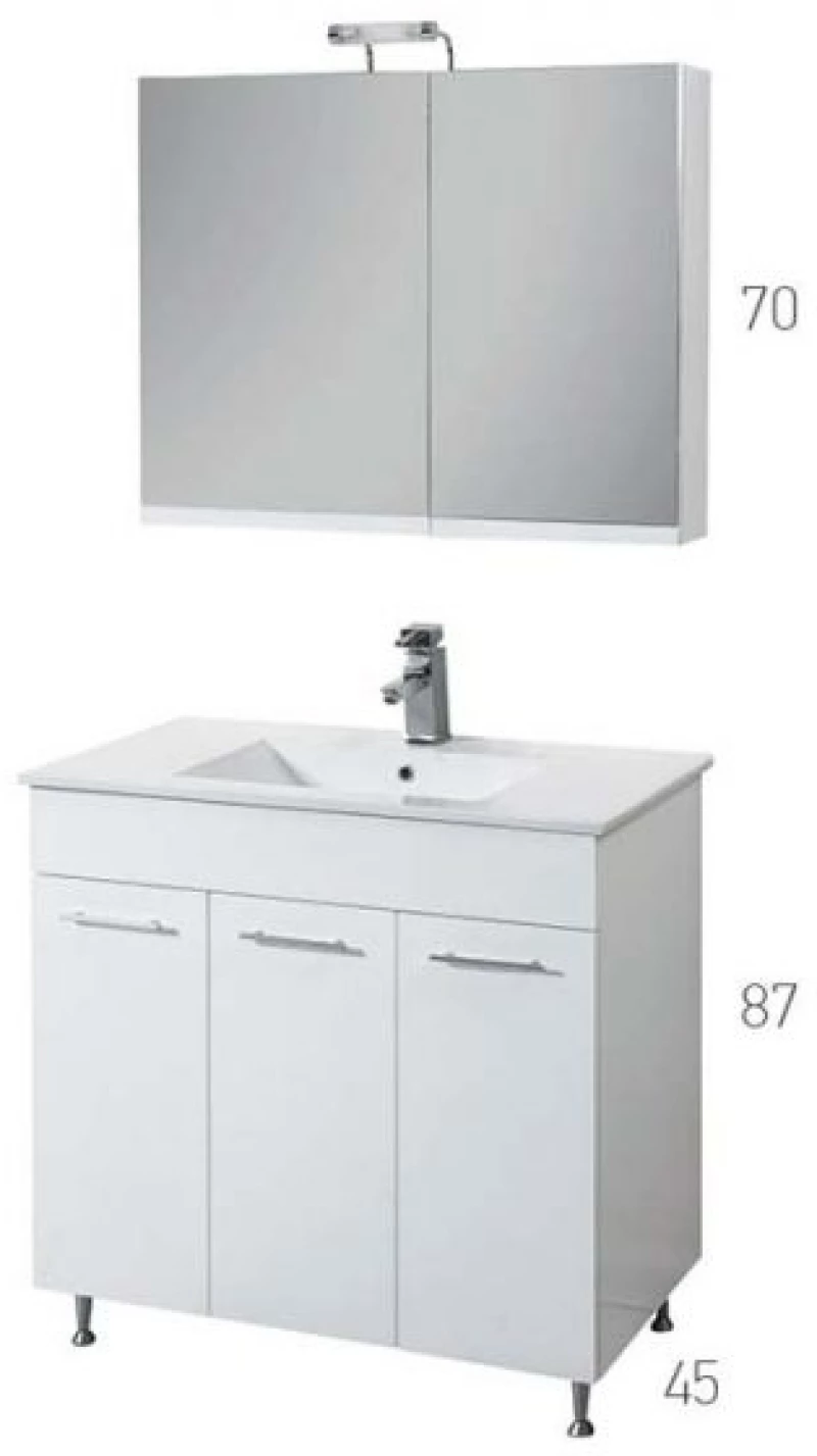 Βάση Επίπλου Μπάνιου MDF Λάκα Λευκή Mabo Apia 60 cm Με Νιπτήρα