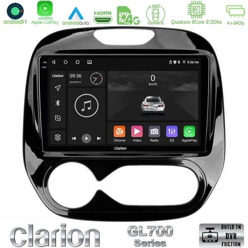 Clarion GL700 Series 8Core Android13 4+64GB Renault Captur 2013-2019 (Facelift) Navigation Multimedia Tablet 9" Με Carplay & Android Auto
