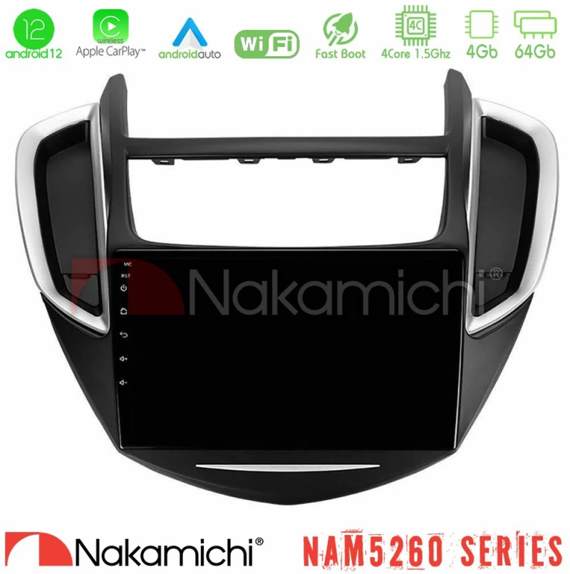 Nakamichi NAM5260 Series 4Core Android12 4+64GB Chevrolet Trax 2013-2020 Navigation Multimedia Tablet 9" Με Carplay & Android Auto