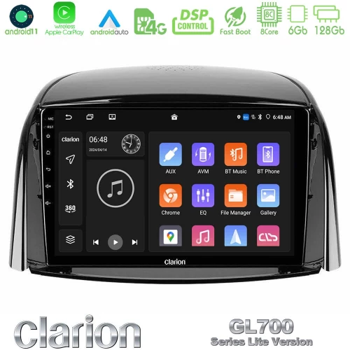 Clarion GL700 Lite Series 8Core Android11 6+128GB Renault Koleos 2007-2015 Navigation Multimedia Tablet 9" Με Carplay & Android Auto