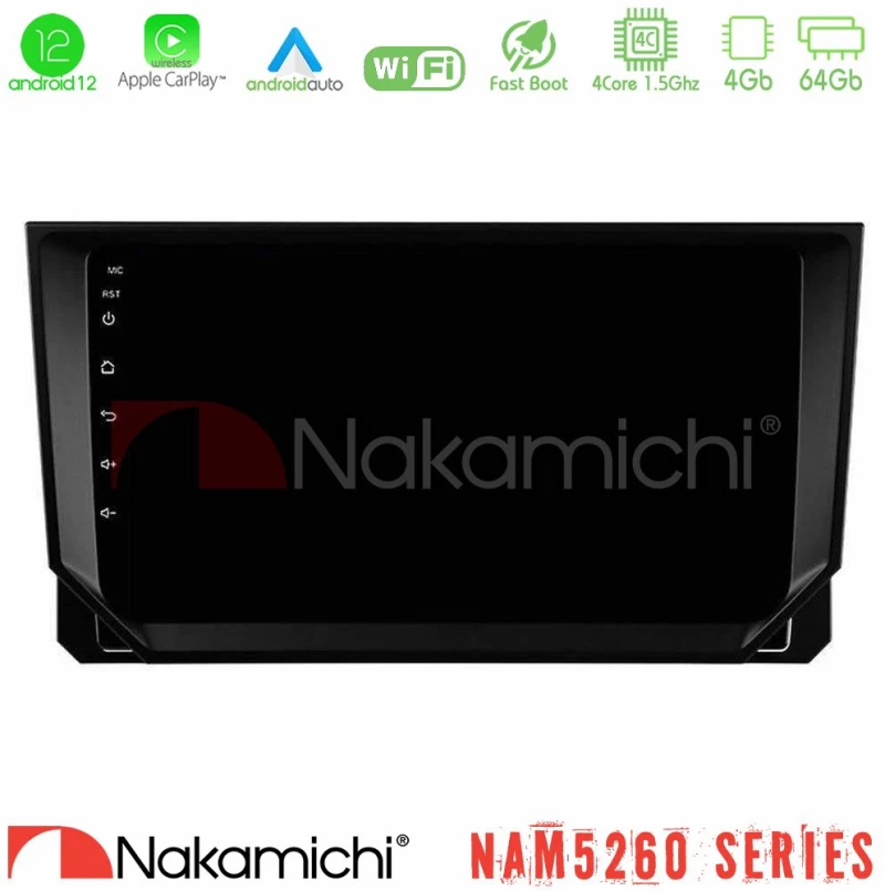 Nakamichi NAM5260 Series 4Core Android12 4+64GB Seat Arona/Ibiza Navigation Multimedia Tablet 9" Με Carplay & Android Auto