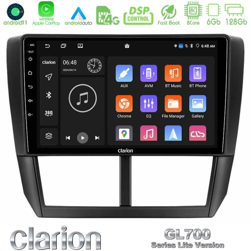 Clarion GL700 Lite Series 8Core Android11 6+128GB Subaru Forester Navigation Multimedia Tablet 9" Με Carplay & Android Auto