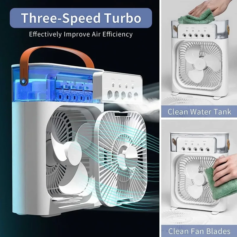 Φορητό air cooler fan 3 ταχυτήτων 10W με ψεκασμό – Λευκό