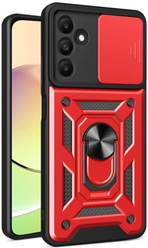 Ανθεκτική Θήκη με Κάλυμμα για την Κάμερα & Μεταλλικό Ring Holder - Samsung Galaxy A15 - Bodycell Armor Slide - Red (5206015073083)