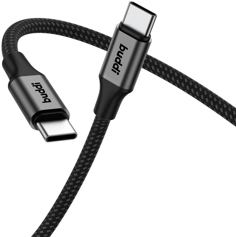 Buddi Flex - Καλώδιο Φόρτισης και Μεταφοράς Δεδομένων Type-C σε Type-C - 100cm - 60W - Black - (8719246445996)