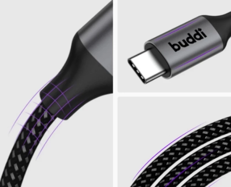 Buddi Flex - Καλώδιο Φόρτισης και Μεταφοράς Δεδομένων Type-C σε Type-C - 100cm - 60W - Black - (8719246445996)