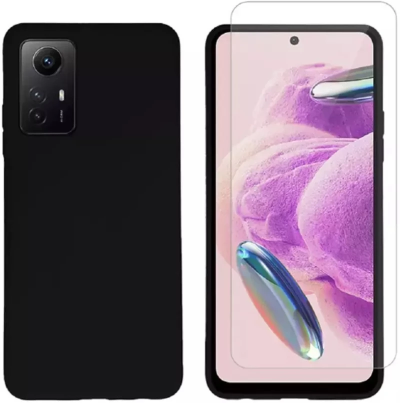 Vivid Σετ Θήκη Σιλικόνης & Tempered Glass - Xiaomi Redmi Note 12S - Transparent / Black (VIMAT312BKGLASSTN)