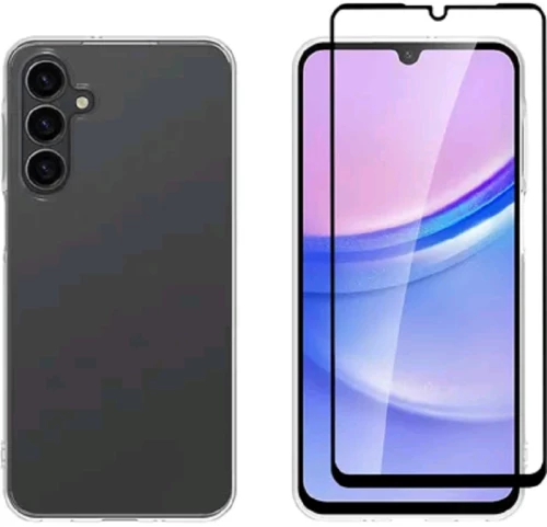 Θήκη & Αντιχαρακτικό Γυαλί Προστασίας Samsung Galaxy A16 - Vivid Set Gelly Case Σετ Διάφανη Σιλικόνης & FullFace Tempered Glass Οθόνης - Transparent / Black (VIGELLY418GLASSBK)