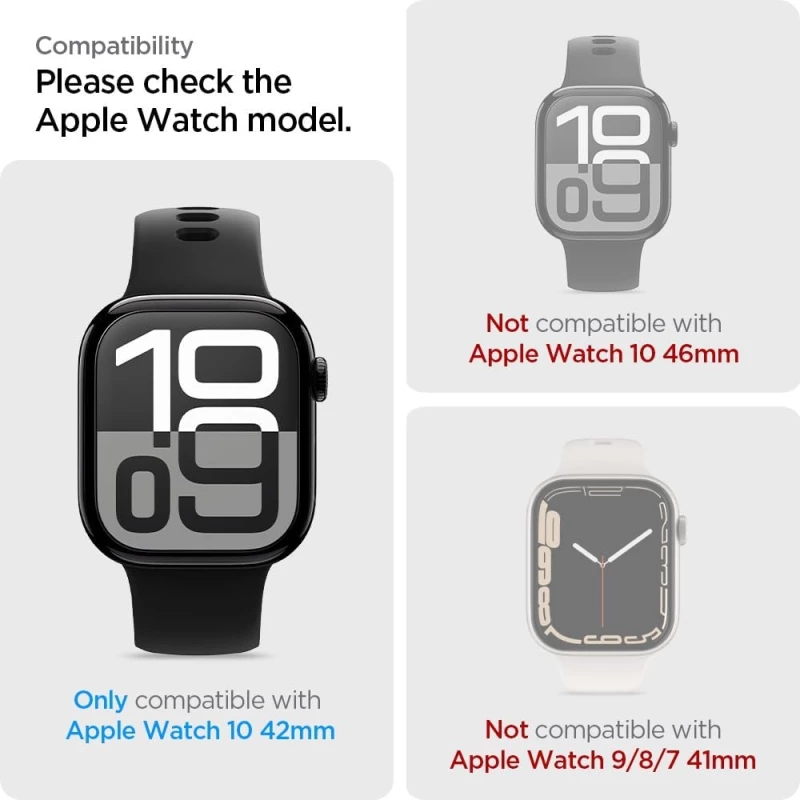 Μεμβράνη Προστασίας Apple Watch 10 42mm - Spigen EliteShield EZ Fit Screen Protector Οθόνης - 2 Τεμάχια - Clear (AFL08580)