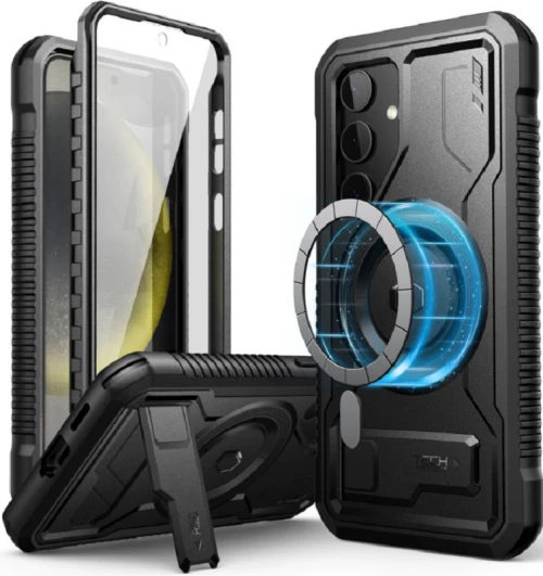 Full Body Ανθεκτική Θήκη MagSafe με Kickstand - Samsung Galaxy S24 - Tech-Protect Kevlar MagSafe Plus - Black (5906203690831)
