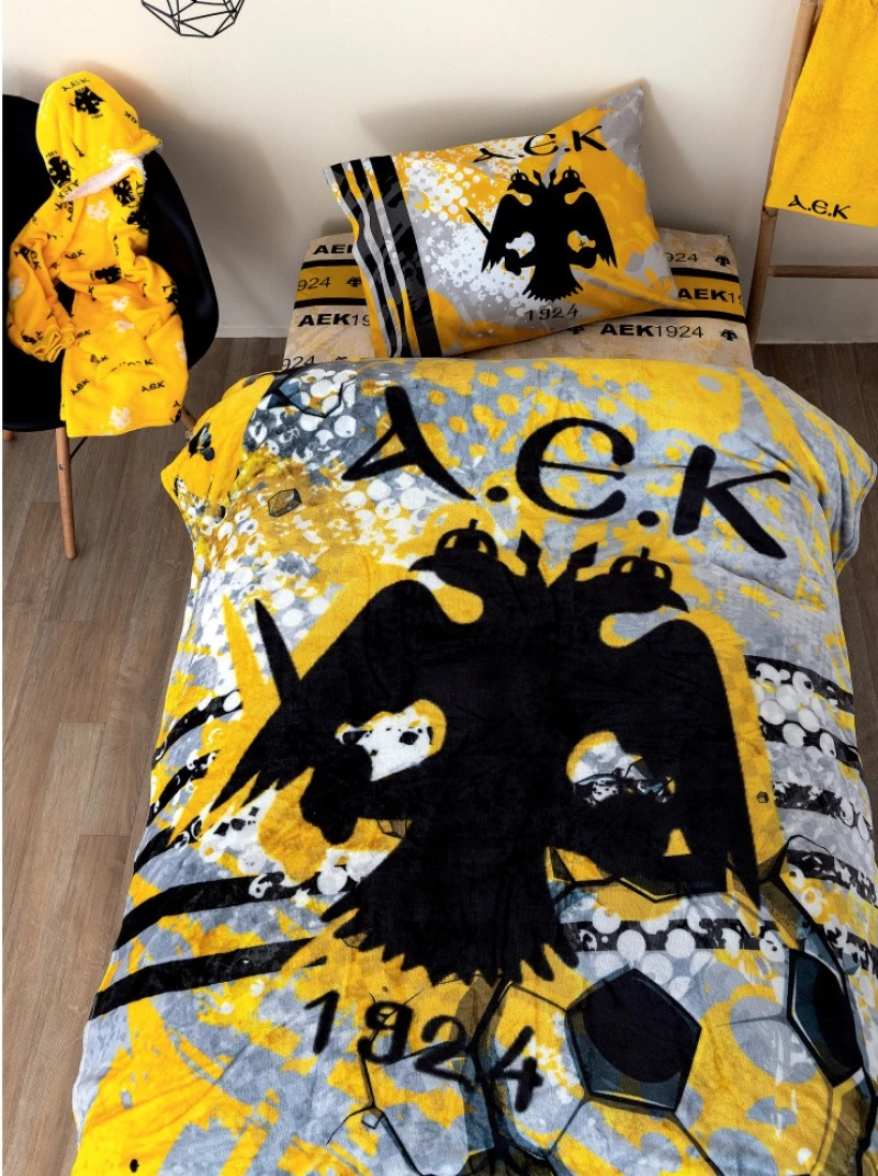 Κουβέρτα Ημίδιπλη (160x220) AEK DG Flannel Fleece Palamaiki
