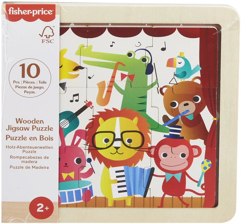 FISHER PRICE ΞΥΛΙΝΟ ΠΑΖΛ 10 τεμ. ΖΩΑ  (#HXV18)