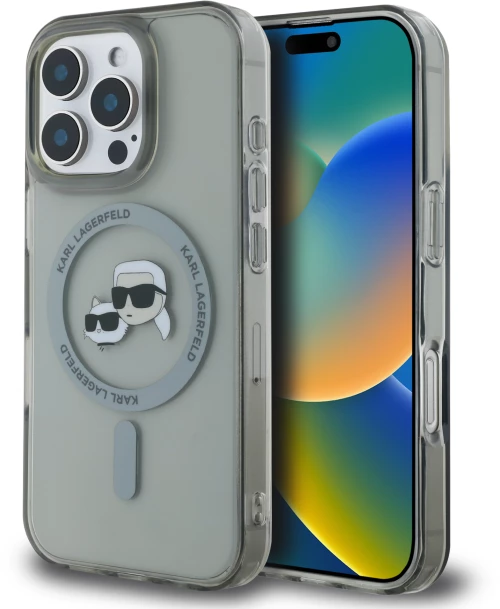 Karl Lagerfeld Magsafe Ringstand Case “karl + Choupette’s Head” Θήκη Προστασίας από Σκληρό Πλαστικό για Iphone 16 pro max (Μαύρο – Klhmp16xhlskck)