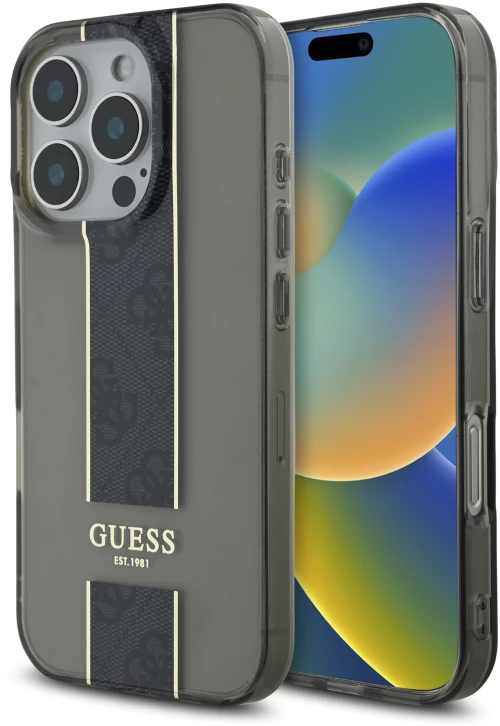 Guess Translucent iml 4g Middlestripe Case Θήκη Προστασίας από Σιλικόνη – Iphone 16 pro (Μαύρο – Guhcp16lhs4ppk)
