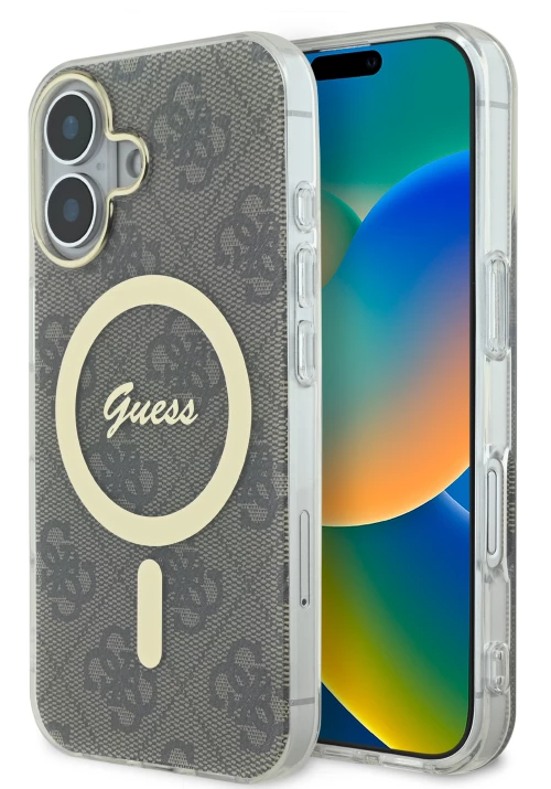Guess “4g Logο” Hard Case Ημιδιάφανη Θήκη Προστασίας από Σκληρό Πλαστικό – Iphone 16 (Διάφανο/καφέ – Guhmp16sh4stw)