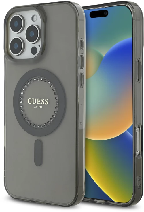 Guess “rhinestones” Hard Case Θήκη Προστασίας από Σκληρό Πλαστικό – Iphone 16 pro (Μαύρο – Guhmp16lpftdtek)