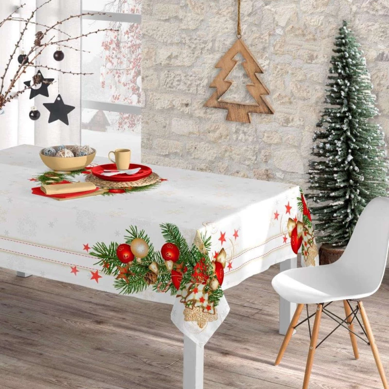 Τραπεζομάντηλο Χριστουγεννιάτικο 140x260 Xmas Bell Εκρού Borea